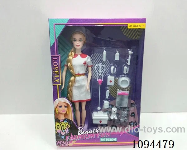 11.5 INCH EMPTY FOOT LIVE HAND NURSE OUTFIT PET MEDICAL APPLIANCE BARBIE DOLL SET