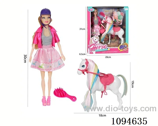 11.5-inch articulated Barbie with cartoon horse