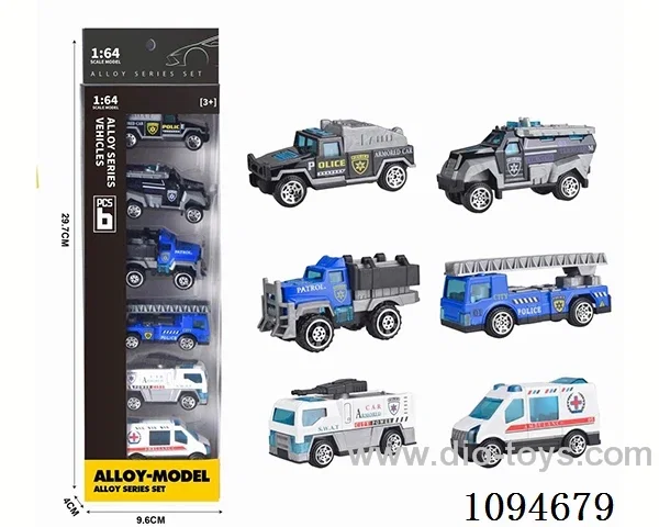 1:64 free wheel alloy car 6PCS