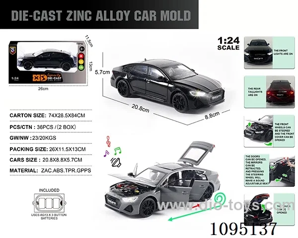 1:24 zinc alloy light sound Audi RS7 model