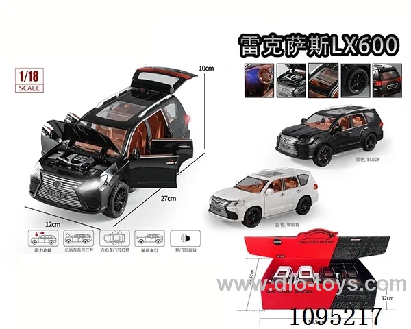 1:18 Lexus LX600 Alloy model Pull-back Sound and Light vehicle (4 PCS/box)