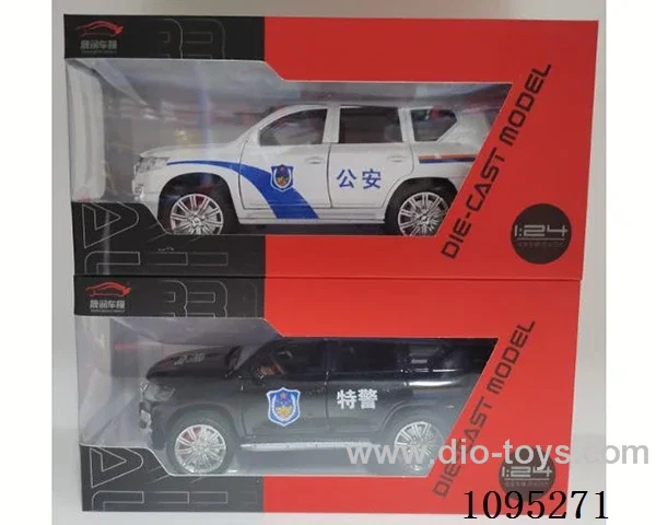 1:24 Prado police car alloy sound and light pull-back car