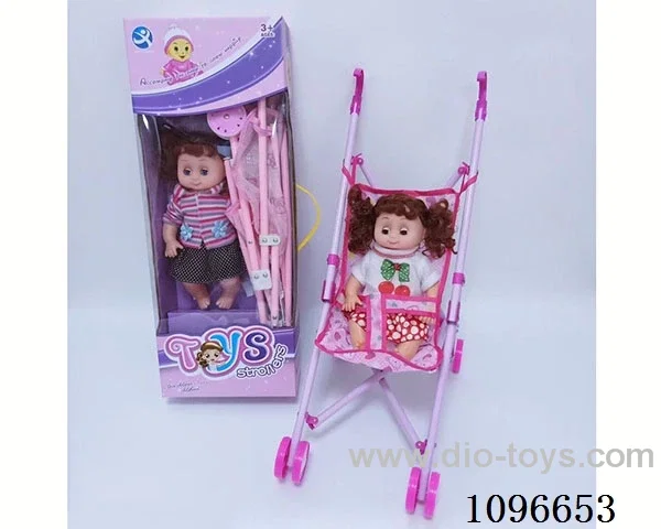 Iron trolley +14 inch girl doll with IC 4 sound or English