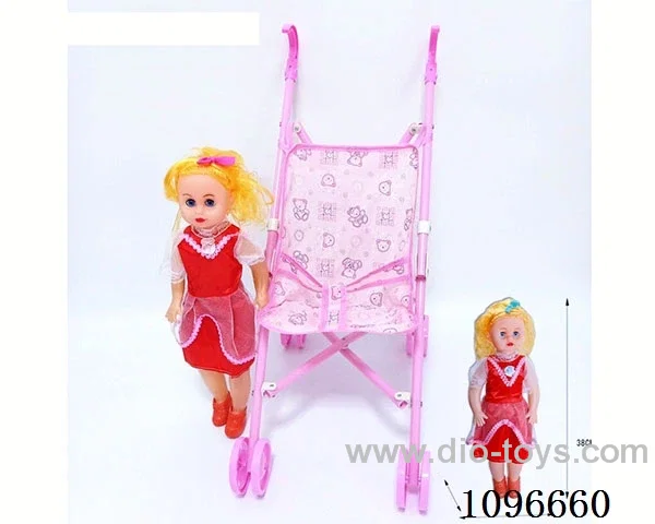 Plastic cart +18 "girl doll
