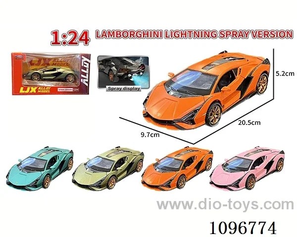 1:24 sliding alloy car with light/music/spray