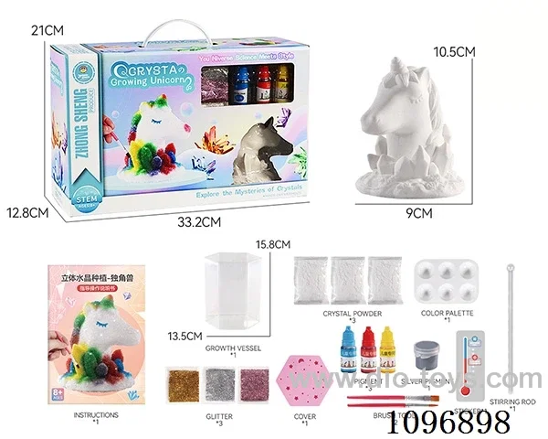 Science experiment growing crystal horses