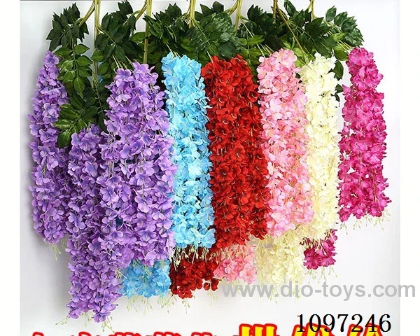 Artificial wisteria ceiling decorated with fake flowers