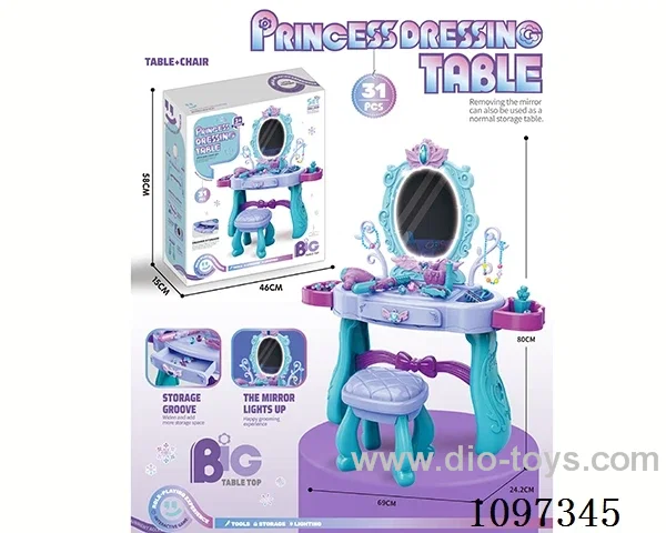 Ice Princess dressing table with feet, chair, simulation light 31PCS