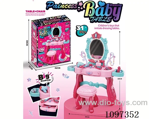 Princess dressing table with feet, chair, simulation light 31PCS