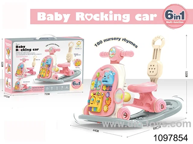 pink 6 in 1 baby walker & rocking chair