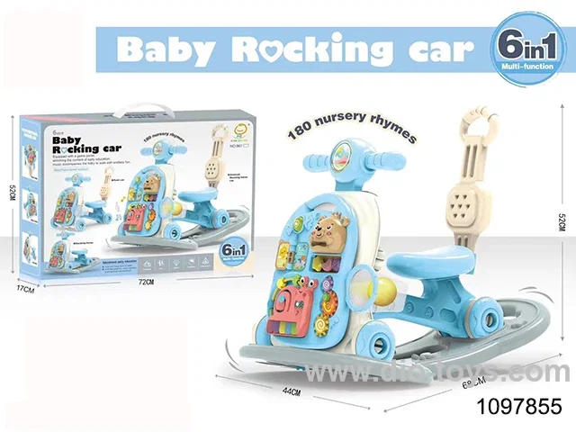 blue 6 in 1 baby walker & rocking chair