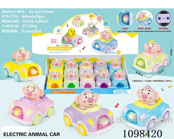Benle Piglet Audio-visual electric universal car (according to 3 1.5V AAA batteries, not including batteries)(10 pieces)