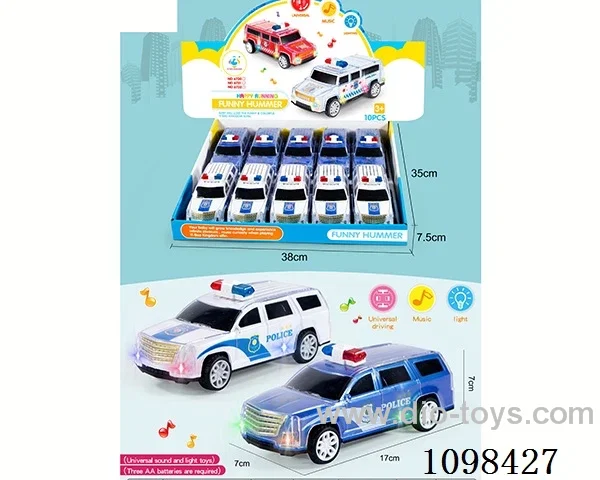 Electric Acousto-optic Cadillac Police car (according to 3 1.5V AAA batteries, battery not included) (10 packs)