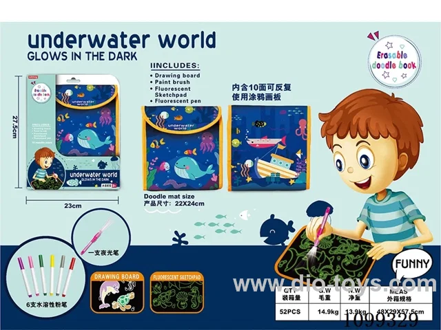 Drawing book +6 water-soluble chalk +1 glow-in-the-dark pen