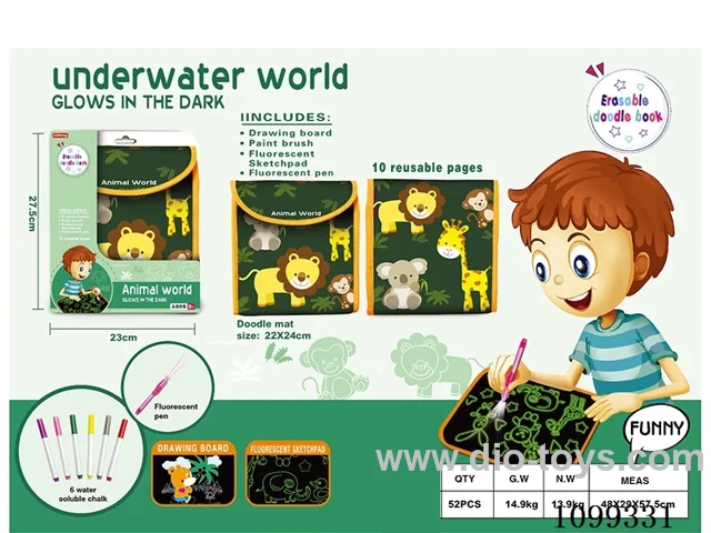 Drawing book +6 water-soluble chalk +1 glow-in-the-dark pen