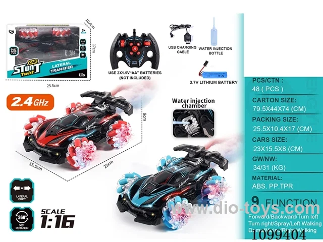 2.4G 9ch rc car with light/music/spray included battery