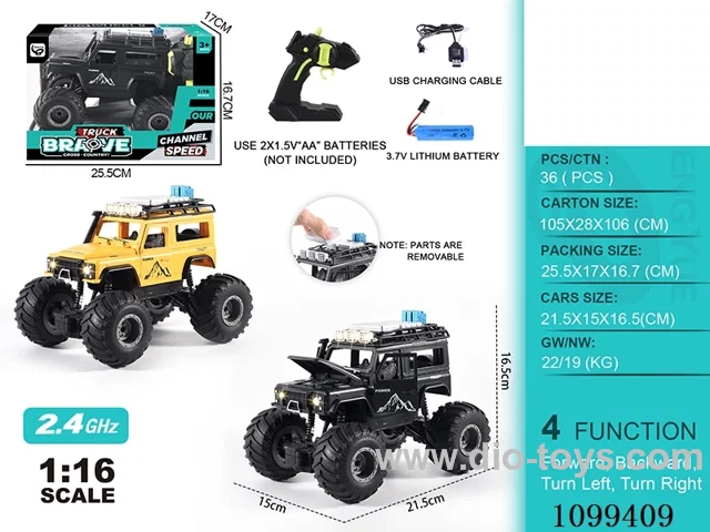 1:16 2.4G 4ch rc car included battery