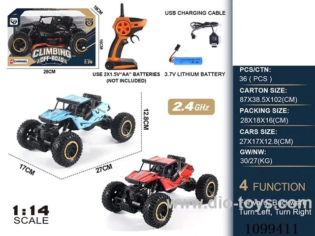 1:14 2.4G 4ch rc car included battery