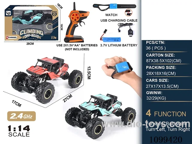 1:14 2.4G 4ch rc car with watch included battery