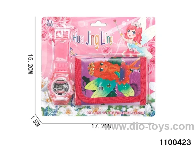 Wallet + electronic watch in Blister card