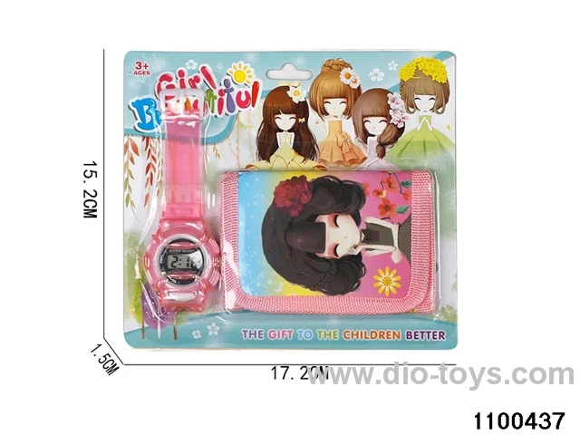 Wallet + electronic watch in Blister card