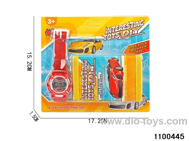 Wallet + electronic watch in Blister card