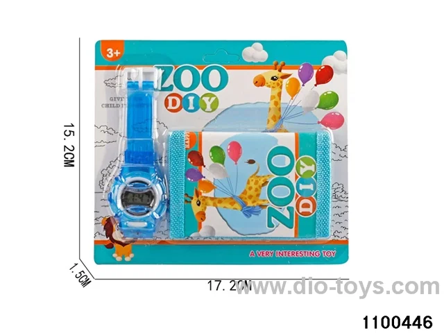 Wallet + electronic watch in Blister card