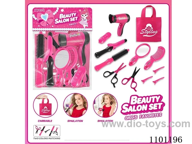 Card Bag Accessories Hair Barber Girl Girl Princess Barbie Play house Dressing up Play Play Hair dryer Curling iron Makeup mirror Cross Border Set (including cloth bag)