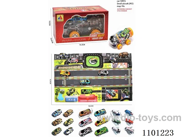 pull back alloy car 10PCS+pull back aircraft2PCS
