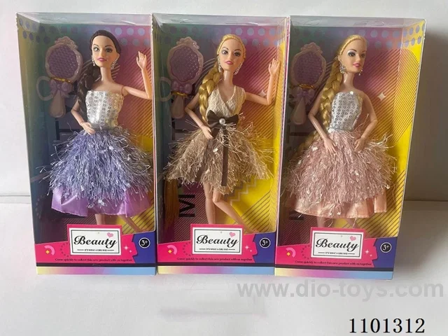 11-inch full-body joint Barbie with bag three-color mix