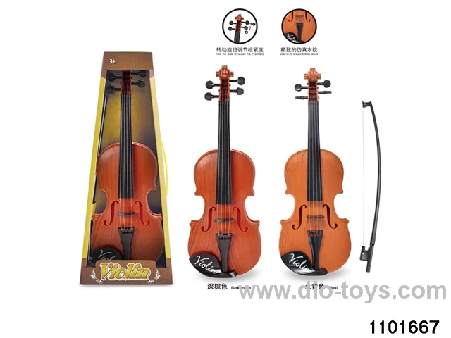 Wood grain violin in display box
