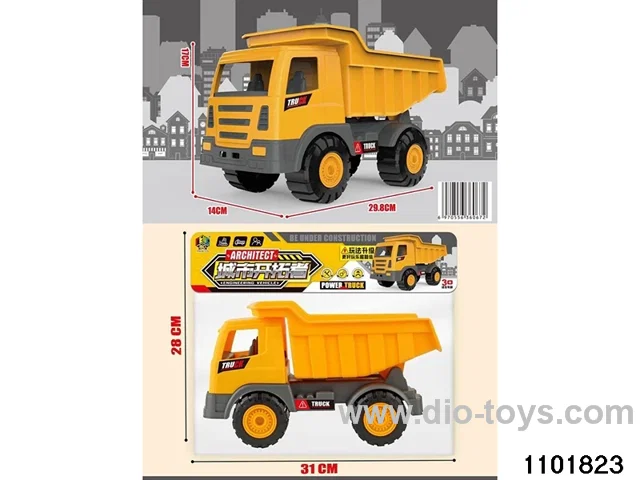 Sliding engineering vehicle in PP bag with header
