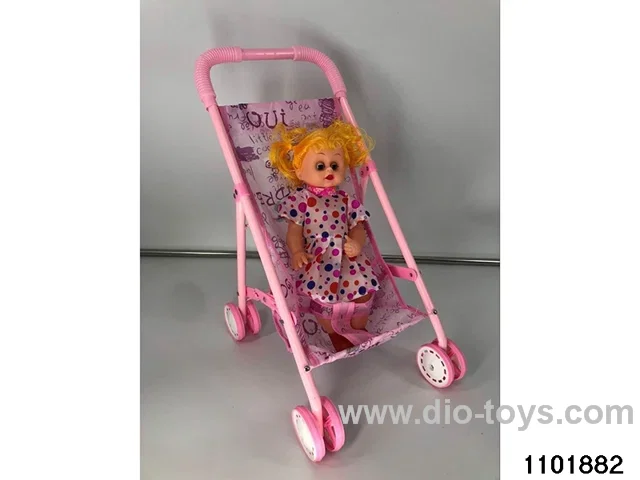 Baby stroller with doll in pe bag with header