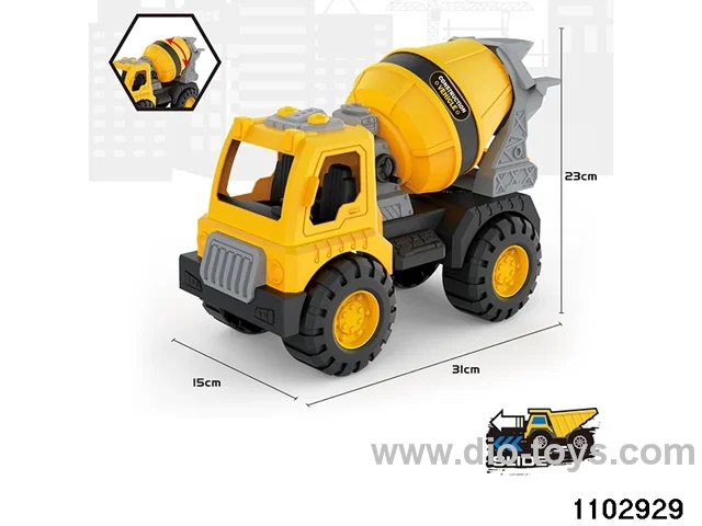 Skidding construction vehicle in PP bag with header
