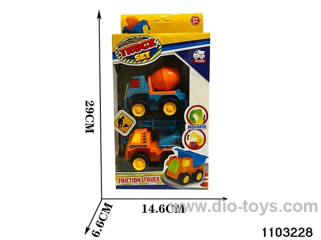 2pcs Inertial Engineering Vehicle in window box
