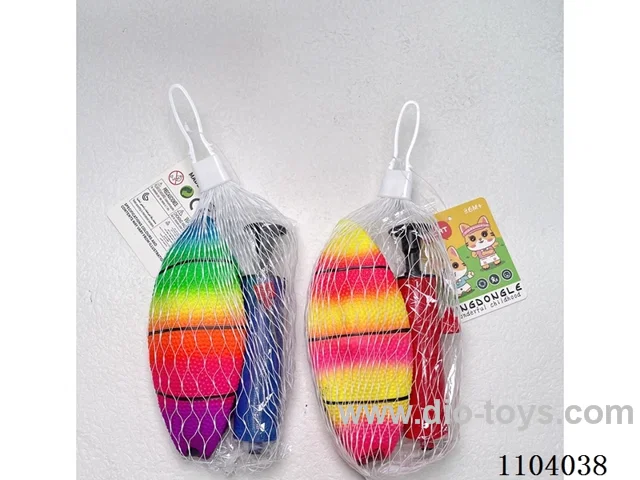 Rainbow bouncy ball with air pump