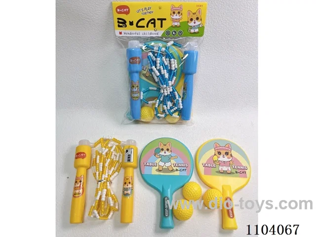 Jump rope + Ping pong racket +3 round balls