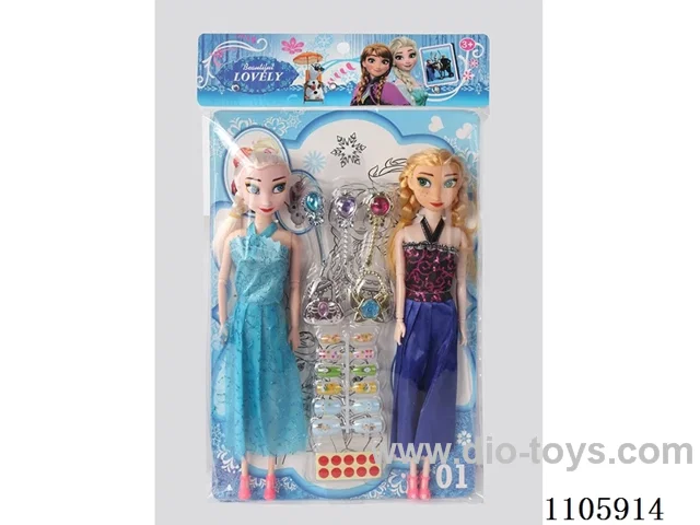 Two 11-inch nine-knuckle Ice and Snow Barbie dolls with nail set +3 cane 2 bags (PVC card head nail corns)