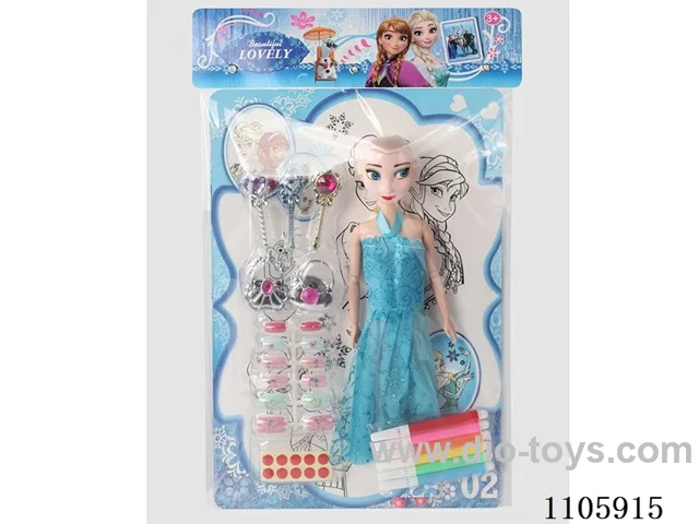 11-inch nine-joint Ice and Snow Barbie with crayons + nail set +3 cane 2 bags (PVC card head nail corns)