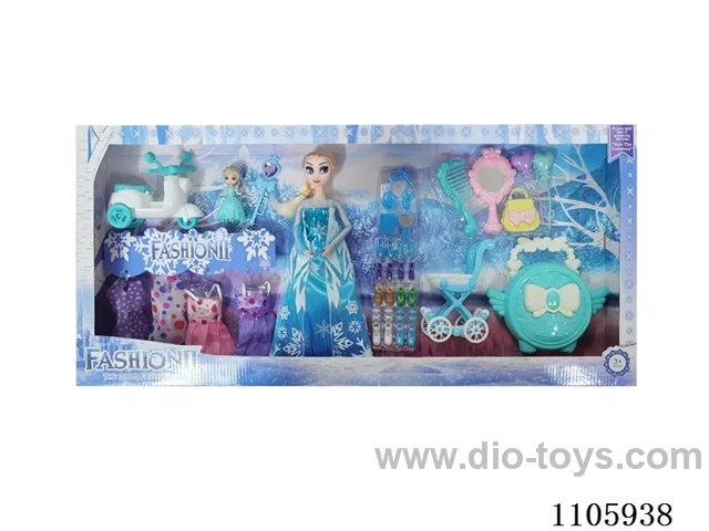 11 "solid frozen12 articulated Frozen Princess with multiple accessories window box