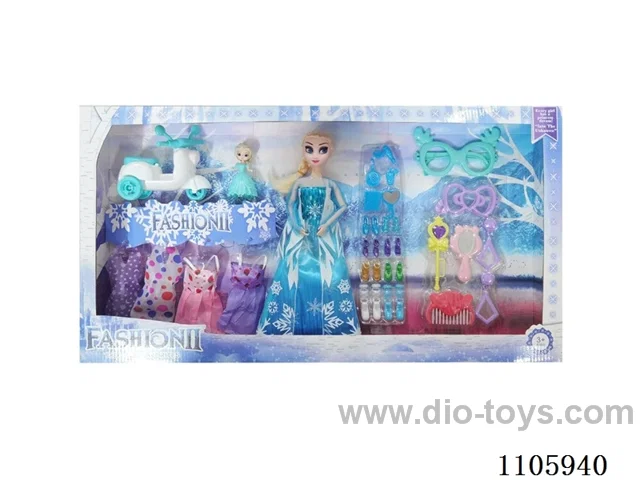11 "solid frozen12 articulated Frozen Princess with multiple accessories window box