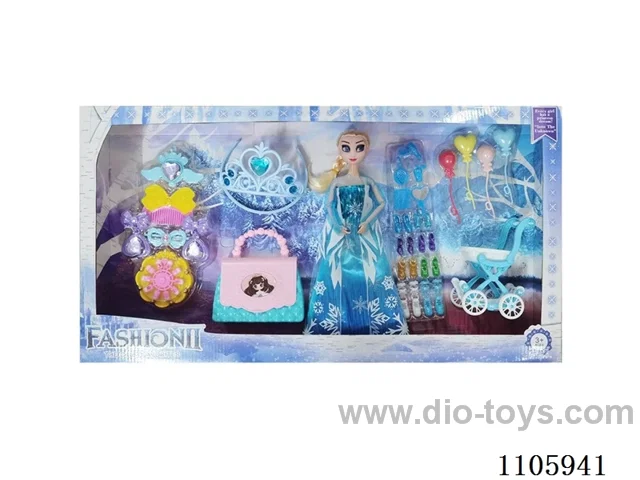 11 "solid frozen12 articulated Frozen Princess with multiple accessories window box