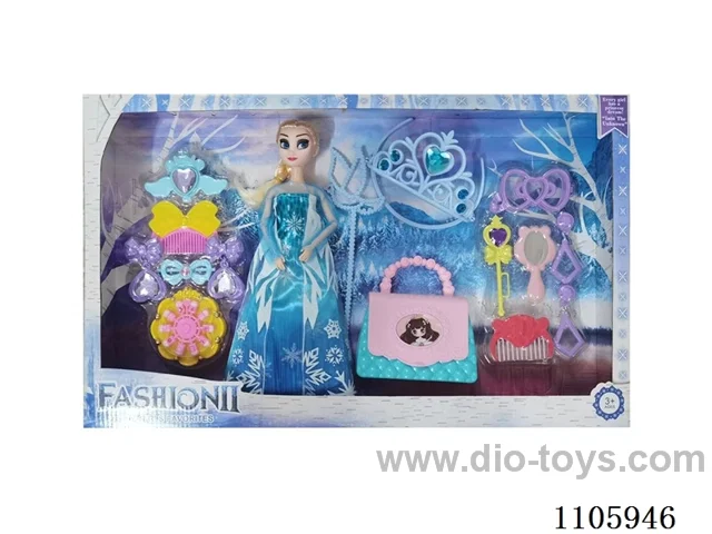 11 "solid frozen12 articulated Frozen Princess with multiple accessories window box