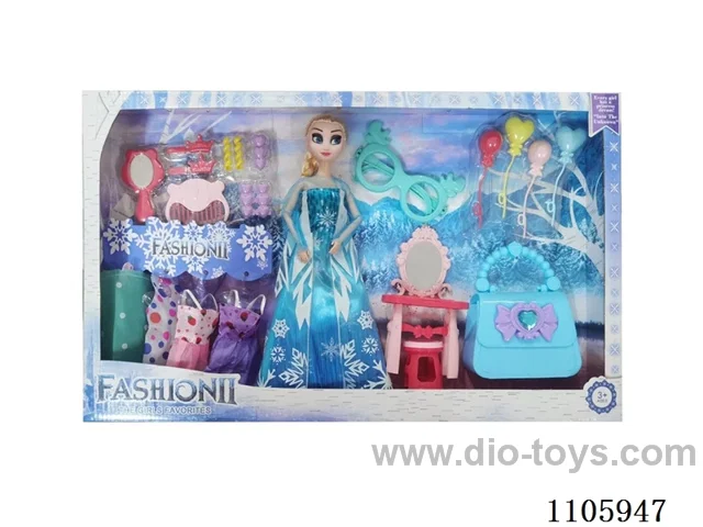 11 "solid frozen12 articulated Frozen Princess with multiple accessories window box