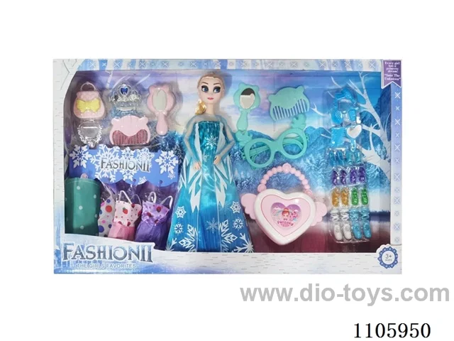 11 "solid frozen12 articulated Frozen Princess with multiple accessories window box