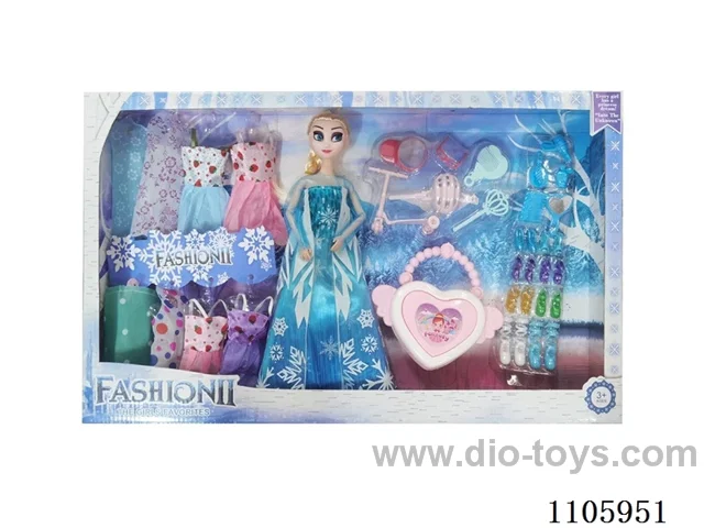 11 "solid frozen12 articulated Frozen Princess with multiple accessories window box
