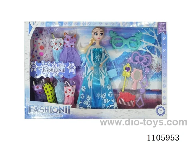 11 "solid frozen12 articulated Frozen Princess with multiple accessories window box