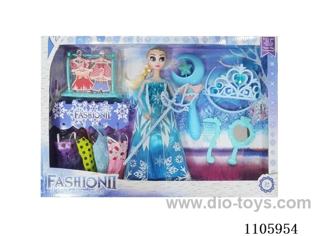 11 "solid frozen12 articulated Frozen Princess with multiple accessories window box