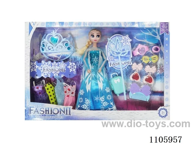 11 "solid frozen12 articulated Frozen Princess with multiple accessories window box