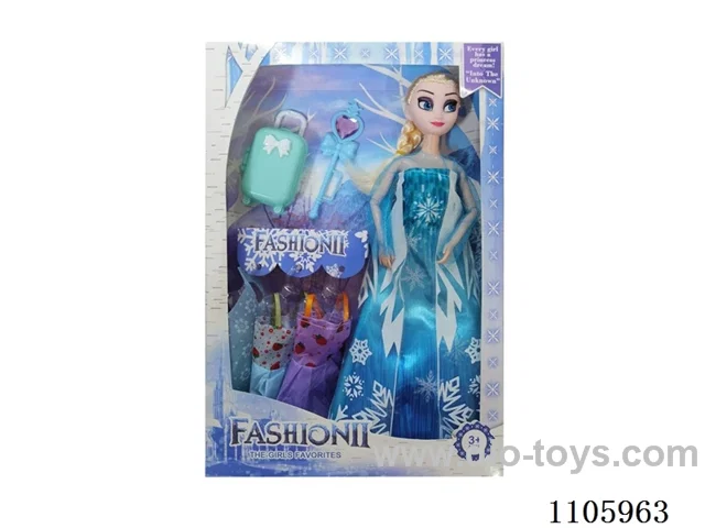 11 "solid frozen12 articulated Frozen Princess with multiple accessories window box